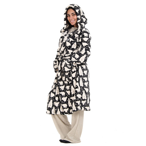 Snuggs Blanket Robe Black Polar Bear